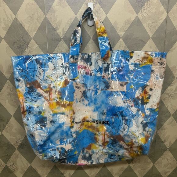 Comme Des Garçons Shirt Futura Print Large PVC Tote Bag in Blue - Picture 1 of 6